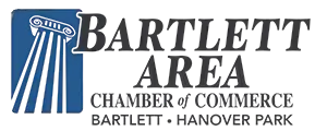Bartlett Area Chamber of Commerce logo featuring a blue graphic with stylized lines and accompanying text.