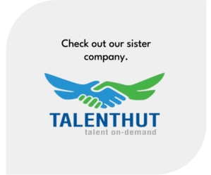TalentHut logo with two hands shaking, symbolizing partnership and opportunities for non-hourly jobseekers.